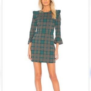 J.O.A Long Sleeve Teal Plaid Mini dress